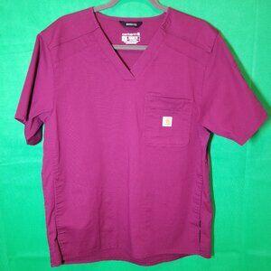 Carhartt Rugged Flex Modern Fit Scrub Top Men's Size Medium Burgundy Uniform